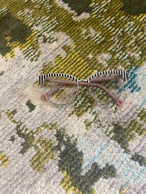 Betsey Johnson Black & Pink Striped Cat-Eye Glasses